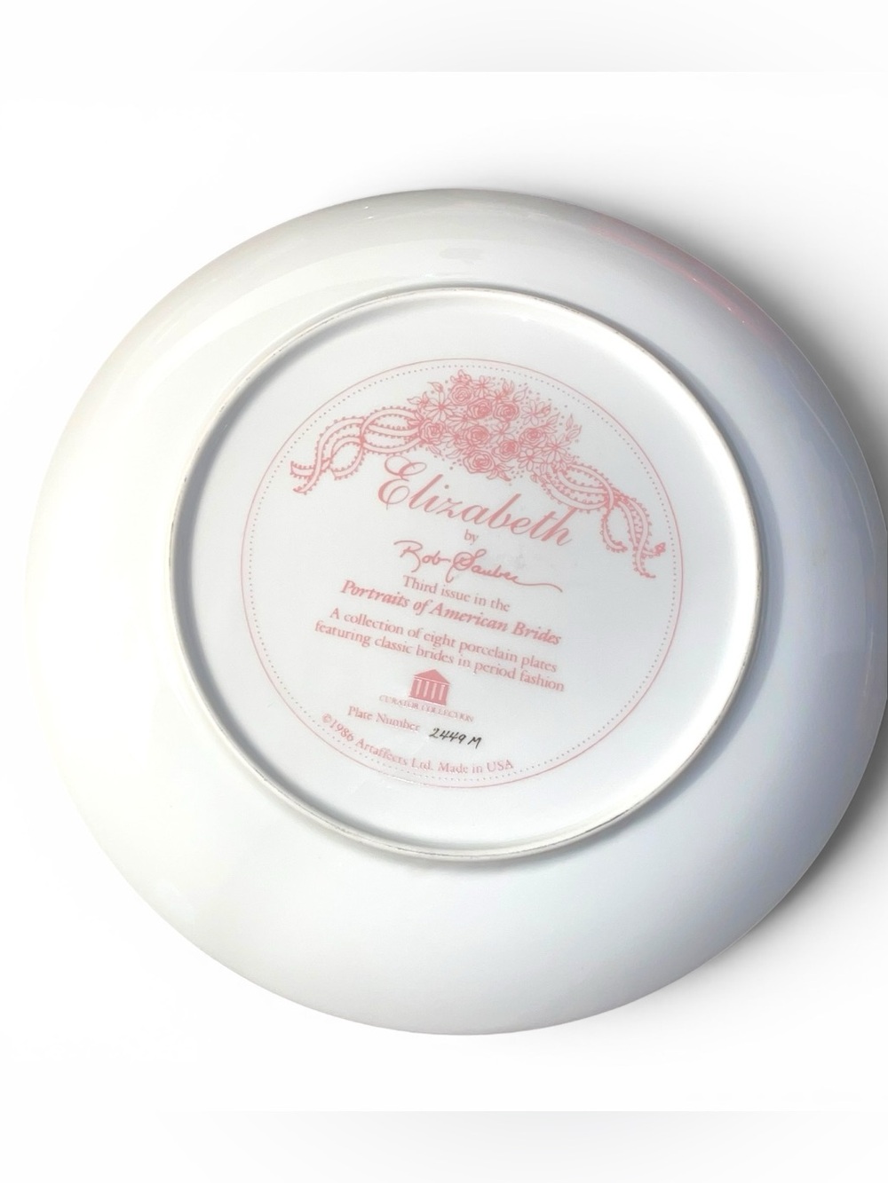 Elizabeth Bob Guge Collectible Bridal Plate #2449M Vintage 1986 - Picture 5 of 7
